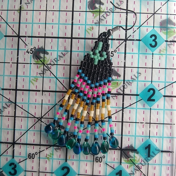 JRW Handmade Cactus Fringe Beaded Earrings - Picture 6 of 8